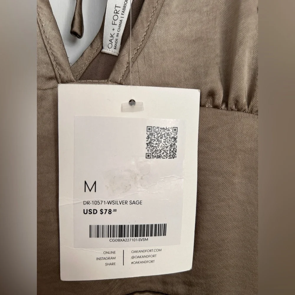 BNWT Oak & Fort Satin Butterfly Dress in Gold/Brown Size M - Picture 2 of 10